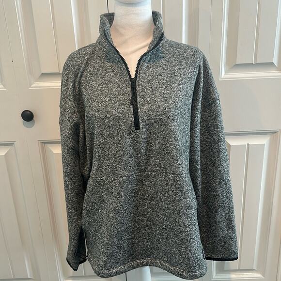 PINK by Victoria’s Secret Large Marled Gray Quarter Zip Pullover - Picture 1 of 10